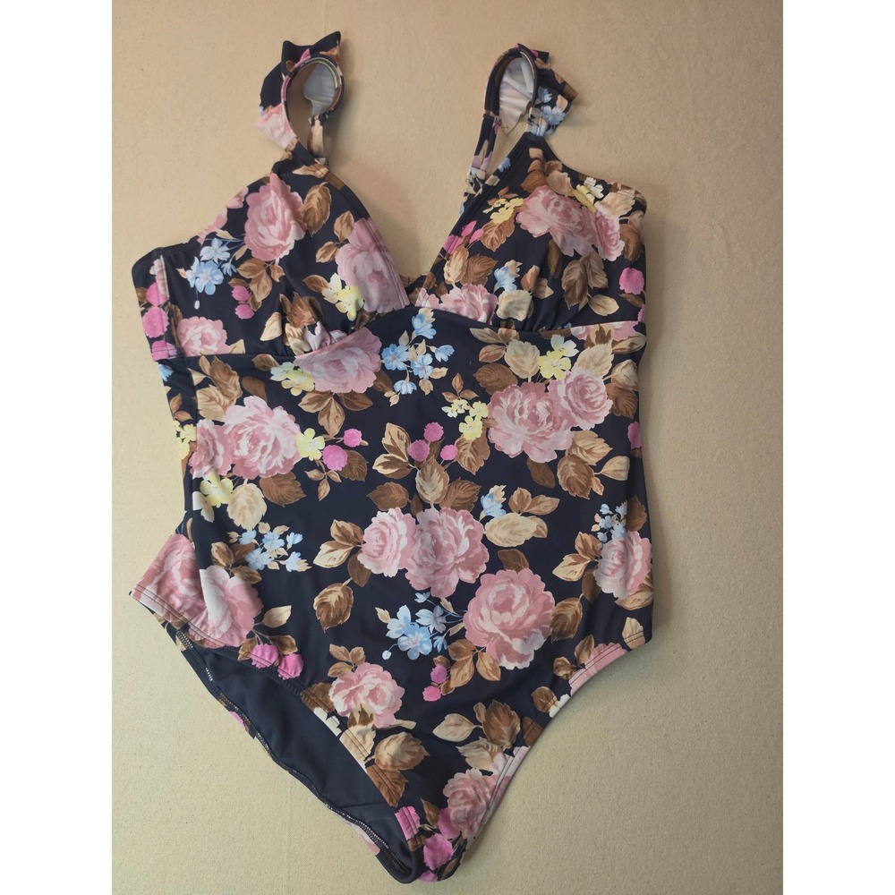 Shade & Shore Plunge One Piece Swimsuit Multi-Color Size 18 NWT